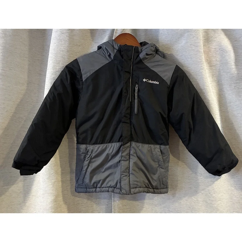 Columbia Big Boys Lightning Lift Jacket Black Graphite‎ Zip Front Size Small